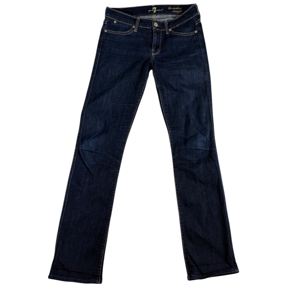 7 For All Mankind Modern Straight Jeans Womens‎ 26 Blue Denim Dark Wash Cotton